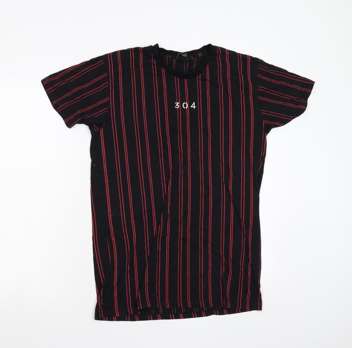 304 Mens Black Striped   T-Shirt Size M