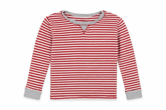 Burt's Bees Kids Boys Red Striped  Basic T-Shirt Size 4 Years