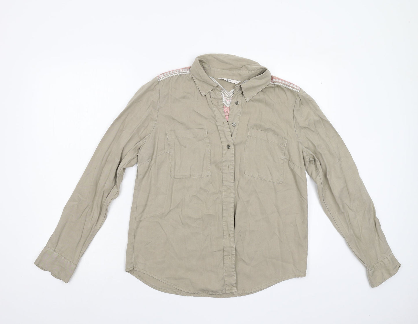 Womens UK Size 10 TU Beige Basic Button-Up
