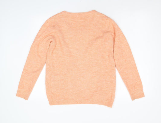 TU Womens Orange  Knit Pullover Jumper Size 10