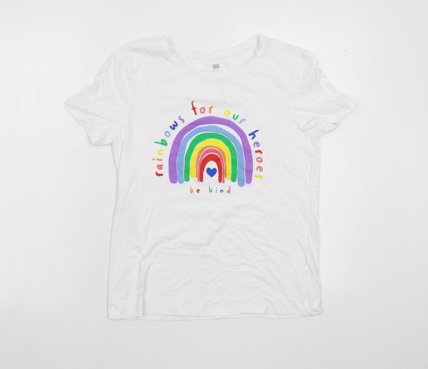 F&F Womens White   Basic T-Shirt Size S  - Be Kind