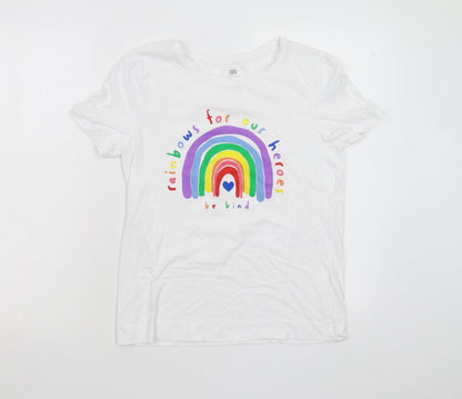 F&F Womens White   Basic T-Shirt Size S  - Be Kind