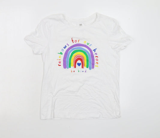 F&F Womens White   Basic T-Shirt Size S  - Be Kind