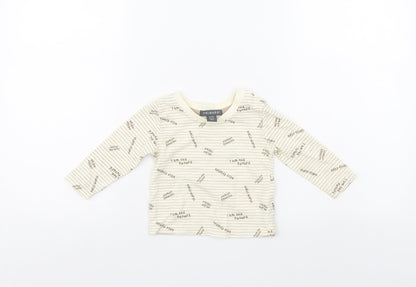 Primark Boys Ivory Striped  Pullover Jumper Size 6-9 Months