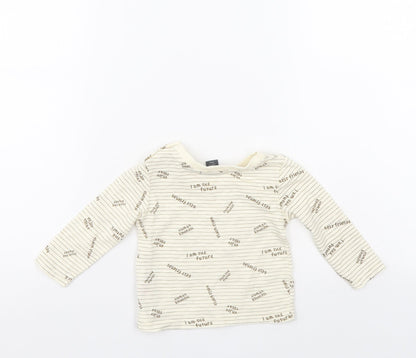 Primark Boys Ivory Striped  Pullover Jumper Size 6-9 Months