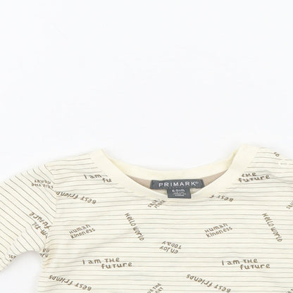 Primark Boys Ivory Striped  Pullover Jumper Size 6-9 Months