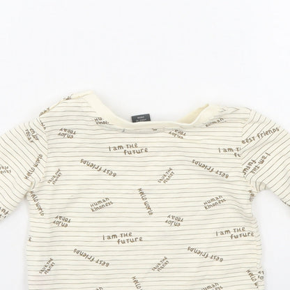 Primark Boys Ivory Striped  Pullover Jumper Size 6-9 Months