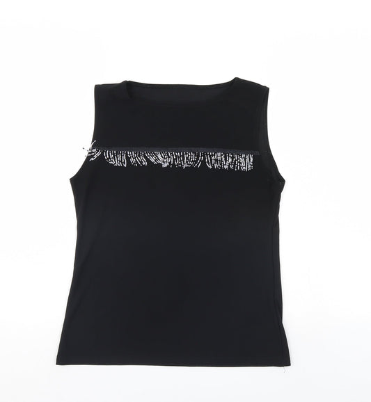 Womens UK Size L Preworn Black Basic Tank