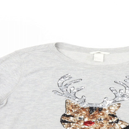 H&M Womens Grey   Pullover Sweatshirt Size S