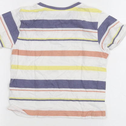 Primark Girls White Striped  Basic T-Shirt Size 5-6 Years