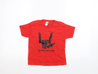 Fruit of the Loom Boys Red   Basic T-Shirt Size 3-4 Years