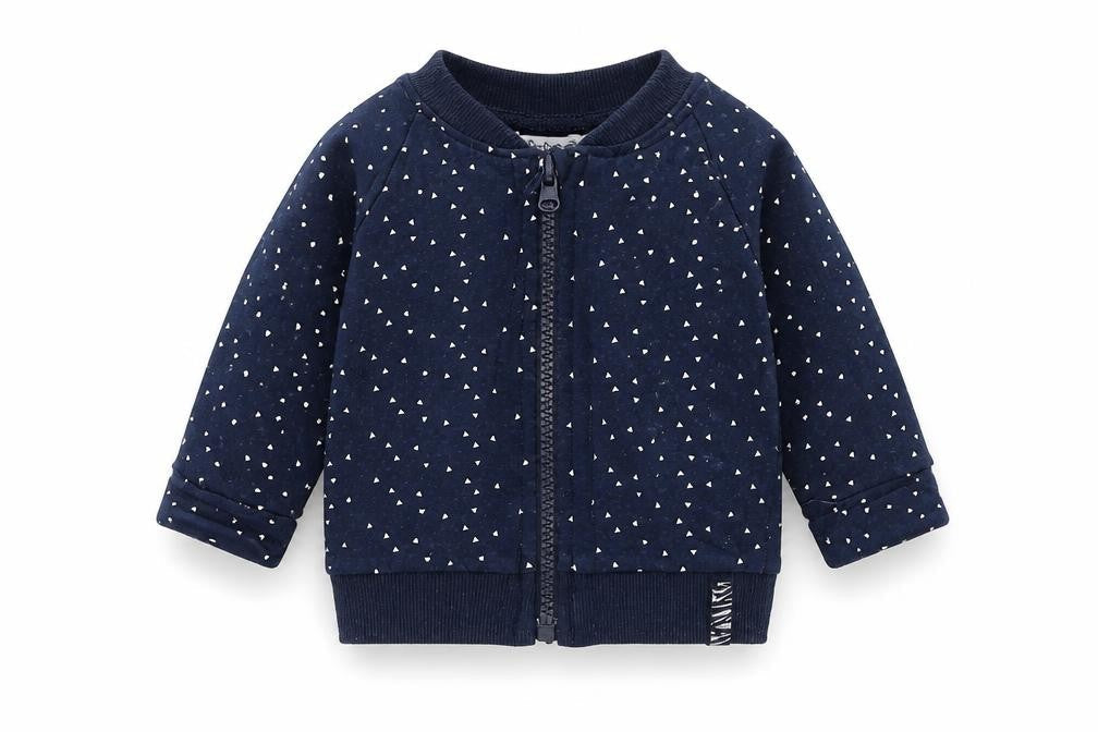 Front view of Dirkje Baby Blue Full Zip Jumper, size 0-3, Months