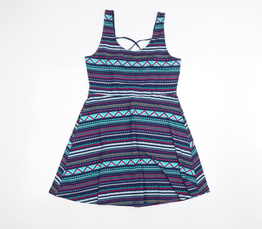 Springfield Womens Blue Striped  A-Line  Size L