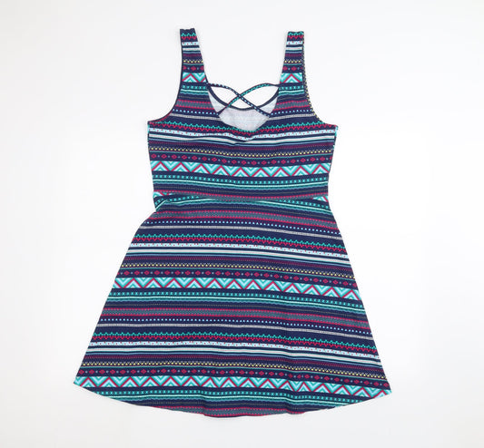 Springfield Womens Blue Striped  A-Line  Size L