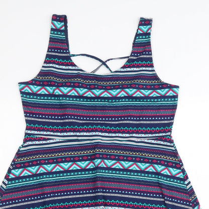 Springfield Womens Blue Striped  A-Line  Size L
