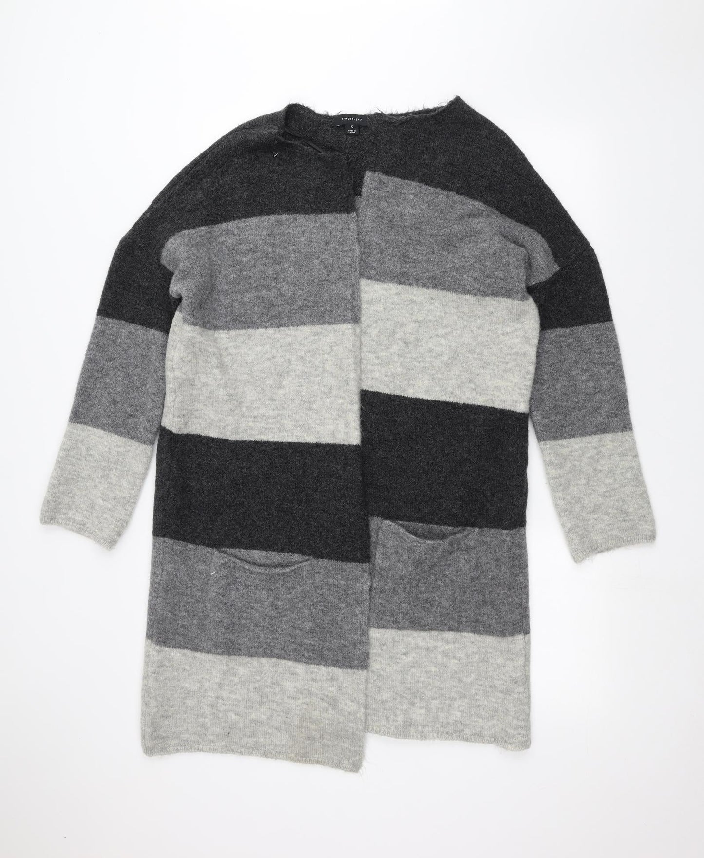 Atmosphere Womens Grey Striped  Jacket Coatigan Size S