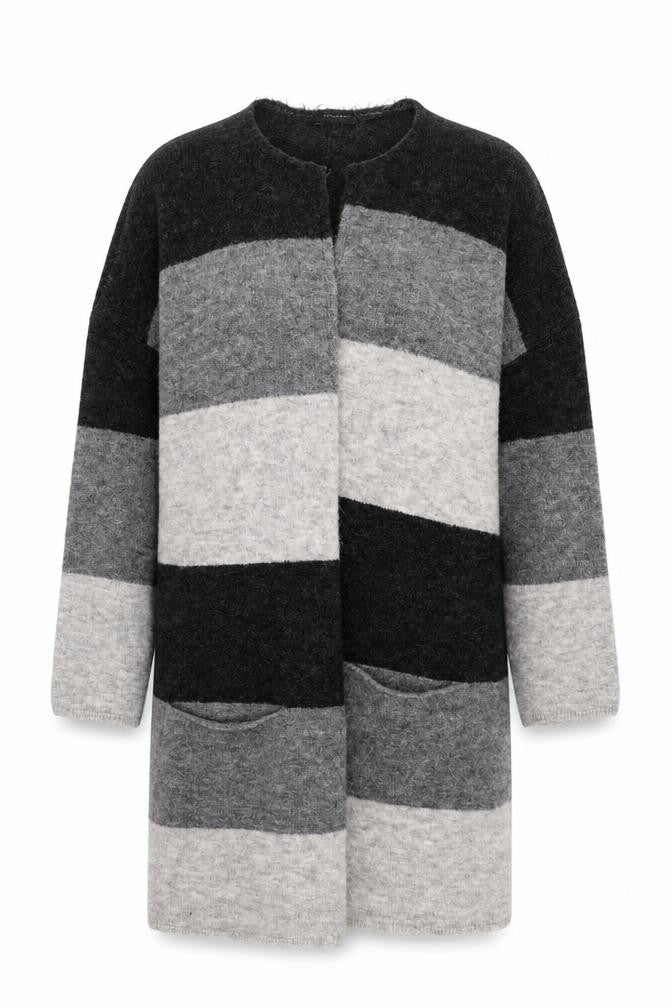 Atmosphere Womens Grey Striped  Jacket Coatigan Size S