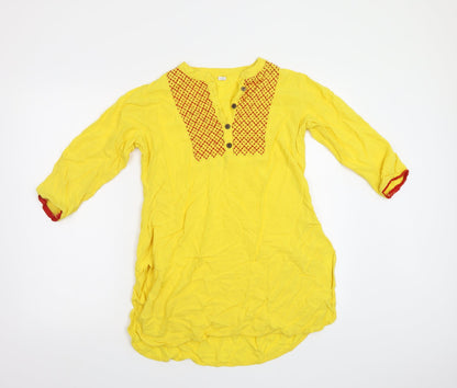Womens UK Size L Preworn Yellow Basic Blouse