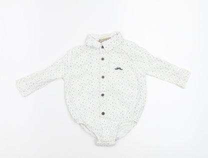 Little Gent Baby White Polka Dot  Babygrow One-Piece Size 3-6 Months