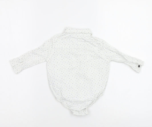 Little Gent Baby White Polka Dot  Babygrow One-Piece Size 3-6 Months
