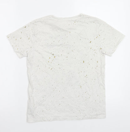 NEXT Girls Beige Polka Dot  Basic T-Shirt Size 10 Years  - Skeleton