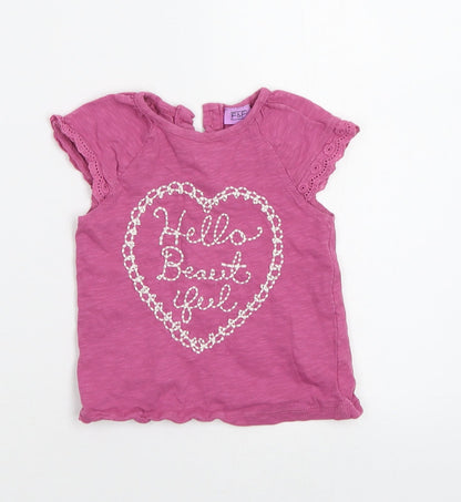 F&F Baby Pink   Basic T-Shirt Size 12-18 Months  - Heart