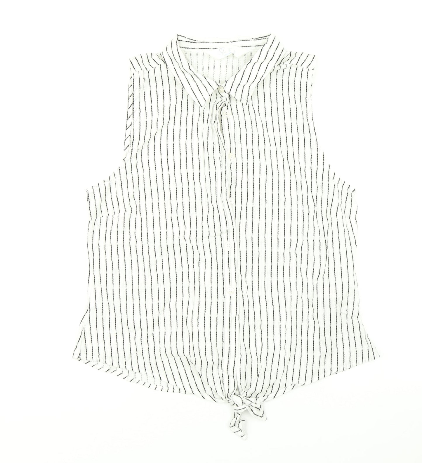 Primark Womens Multicoloured Striped  Basic T-Shirt Size 12  - Tie bottom