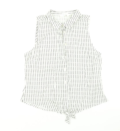 Primark Womens Multicoloured Striped  Basic T-Shirt Size 12  - Tie bottom