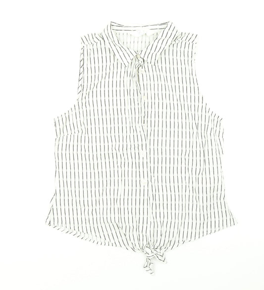 Primark Womens Multicoloured Striped  Basic T-Shirt Size 12  - Tie bottom