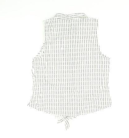 Primark Womens Multicoloured Striped  Basic T-Shirt Size 12  - Tie bottom