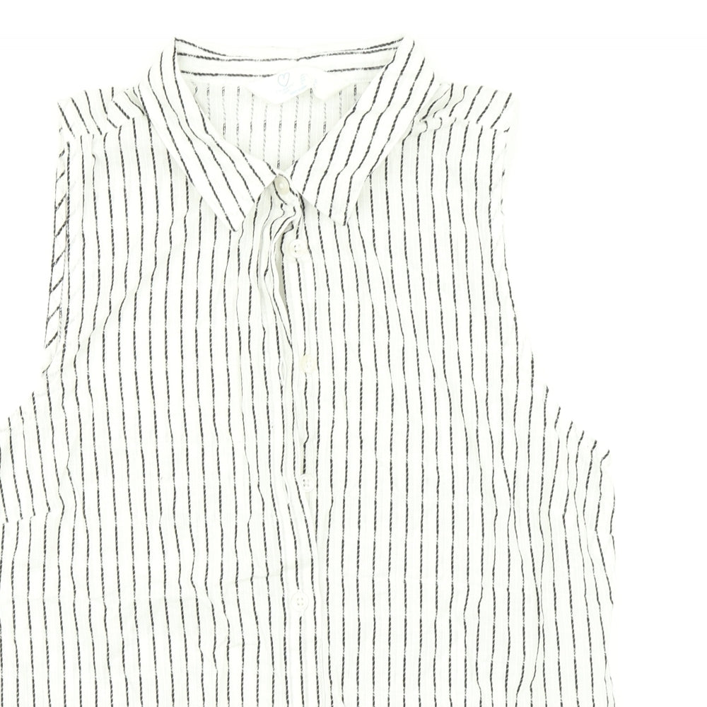 Primark Womens Multicoloured Striped  Basic T-Shirt Size 12  - Tie bottom