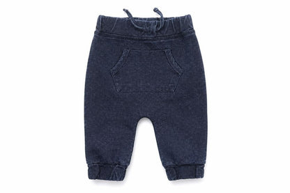 Front view of Preworn boys’ blue jogger jeans, size 6-9, months