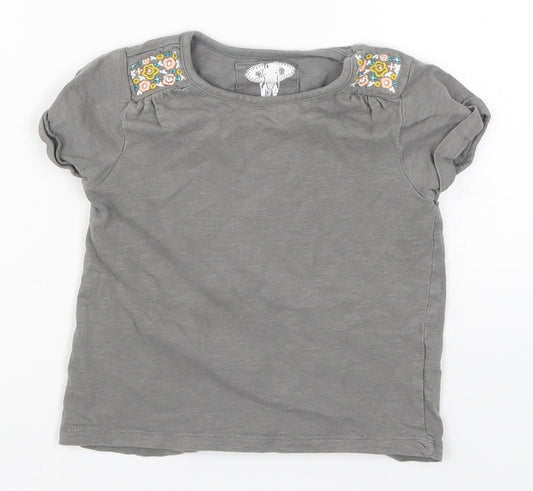 TU Girls Grey Floral  Basic T-Shirt Size 3 Years