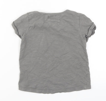 TU Girls Grey Floral  Basic T-Shirt Size 3 Years