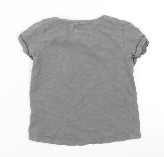 TU Girls Grey Floral  Basic T-Shirt Size 3 Years