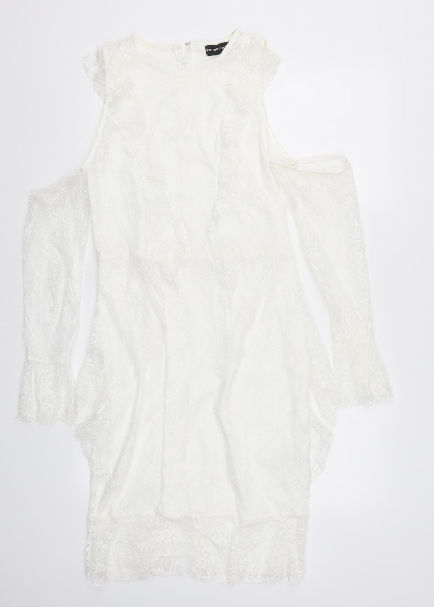PRETTYLITTLETHING Womens White  Lace Pencil Dress  Size 14
