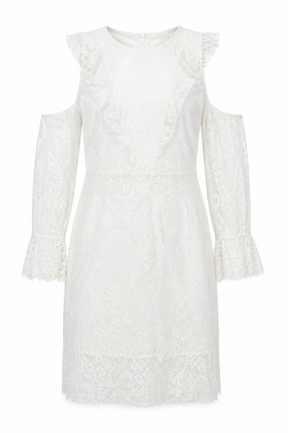 PRETTYLITTLETHING Womens White  Lace Pencil Dress  Size 14