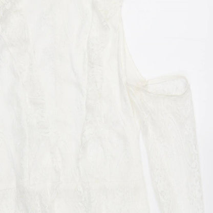 PRETTYLITTLETHING Womens White  Lace Pencil Dress  Size 14