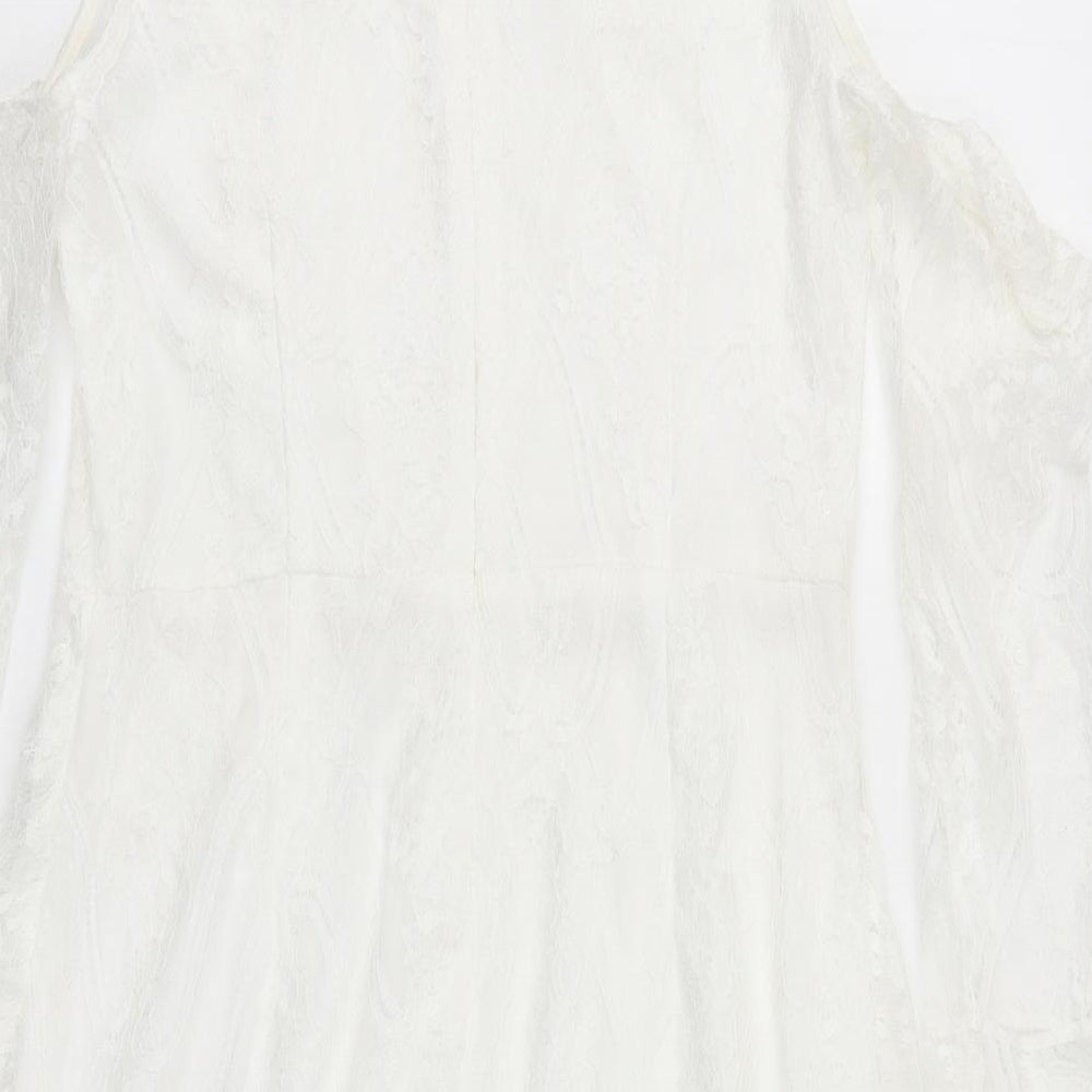 PRETTYLITTLETHING Womens White  Lace Pencil Dress  Size 14