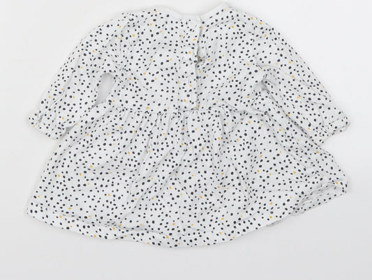 Matalan Girls White Polka Dot  Skater Dress  Size 3-6 Months