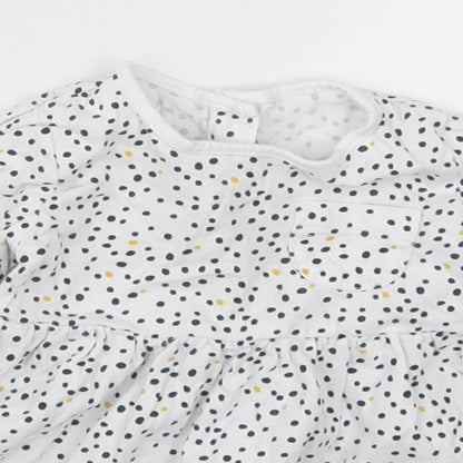 Matalan Girls White Polka Dot  Skater Dress  Size 3-6 Months