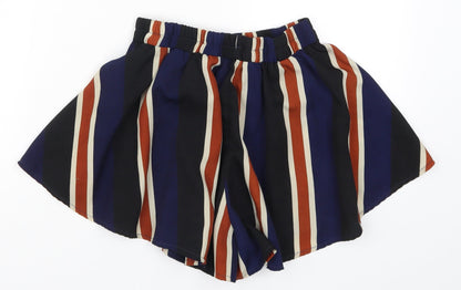PRETTYLITTLETHING Womens Blue Striped  Hot Pants Shorts Size 6