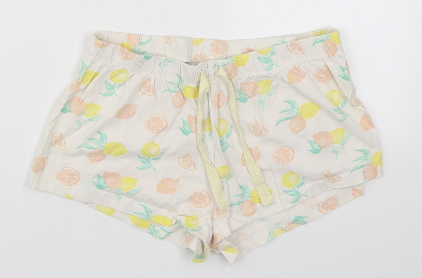Primark Womens Yellow   Sweat Shorts Size 6 - Lemon Print Loungewear