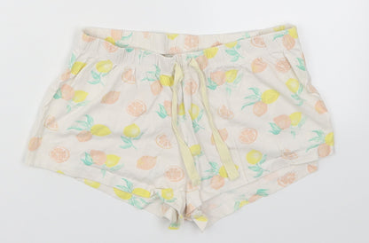Primark Womens Yellow   Sweat Shorts Size 6 - Lemon Print Loungewear