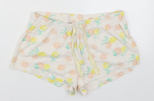 Primark Womens Yellow   Sweat Shorts Size 6 - Lemon Print Loungewear