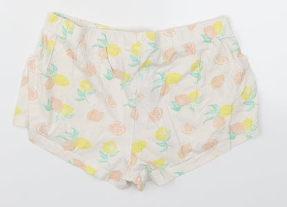 Primark Womens Yellow   Sweat Shorts Size 6 - Lemon Print Loungewear