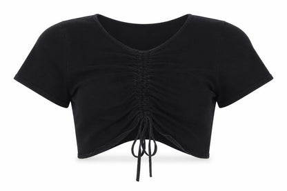 Womens UK Size M PRETTYLITTLETHING Black Cropped T-Shirt