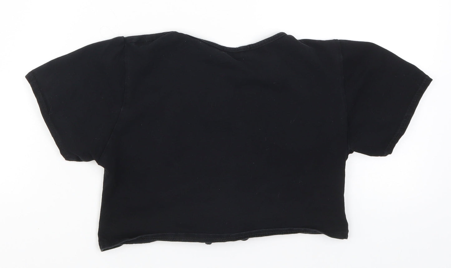 Womens UK Size M PRETTYLITTLETHING Black Cropped T-Shirt