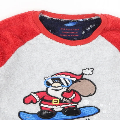Primark Boys Red Colourblock   Pyjama Top Size 3-4 Years  - Snow Way