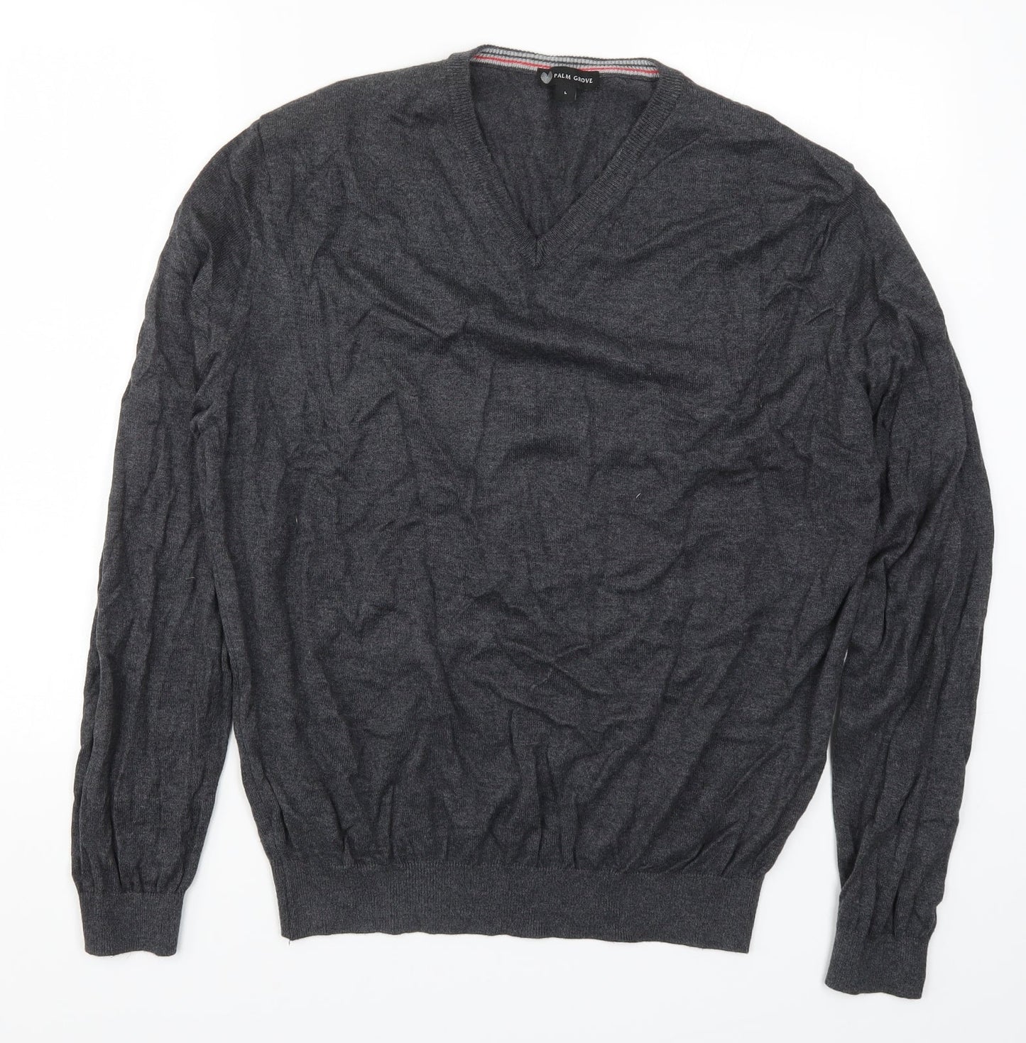 Palm Grove Mens Grey  Knit Pullover Jumper Size L
